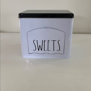Rae Dunn White Sweets Storage Tin with pull open door